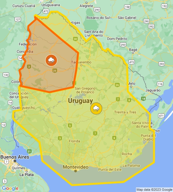 Alerta naranja y amarilla en el país.