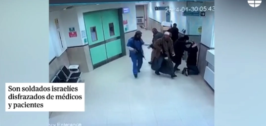 Miembros de las fuerzas israelíes asaltan disfrazados de médicos y pacientes un hospital de Cisjordania.