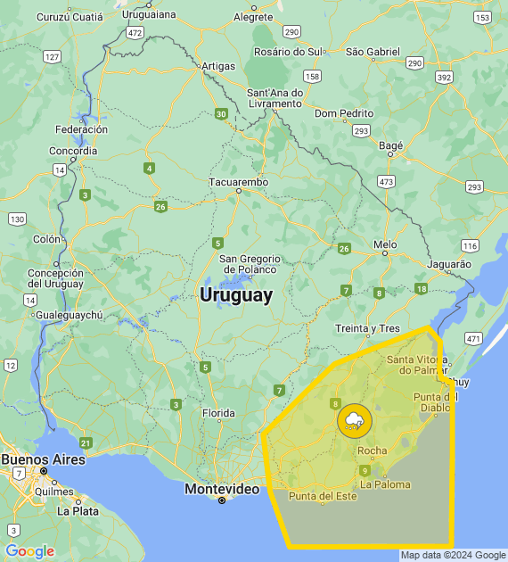 Alerta Amarilla afecta zona sureste del país.