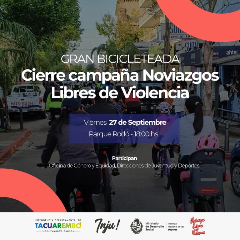 Gran bicicleteada cerrará la campaña “Noviazgos libres de violencia” en Tacuarembó