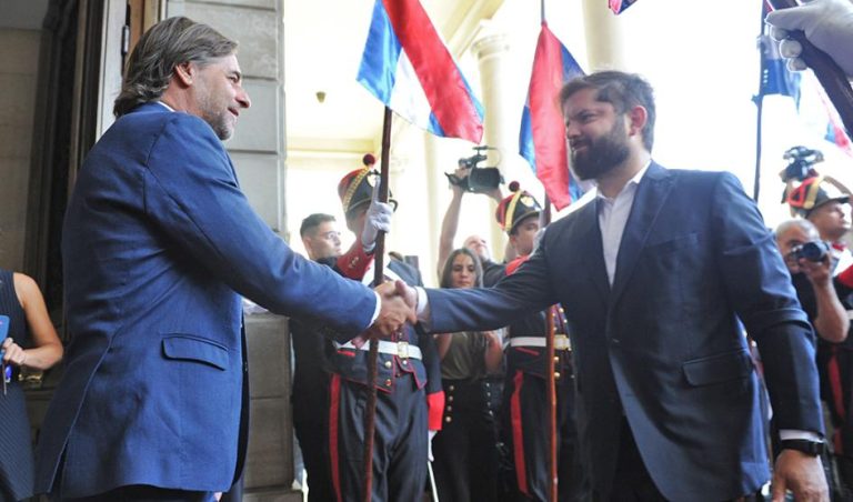 Lacalle Pou recibió al mandatario de Chile, Gabriel Boric